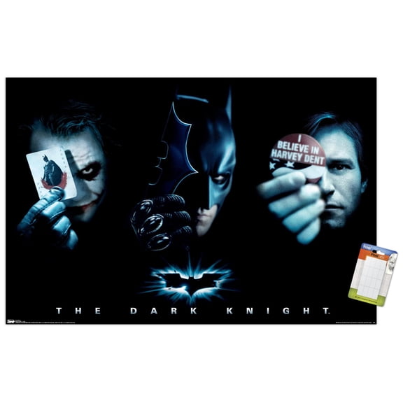 DC Comics Movie - The Dark Knight - The Joker, Batman, Harvey Dent Wall Poster, 14.725" x 22.375"