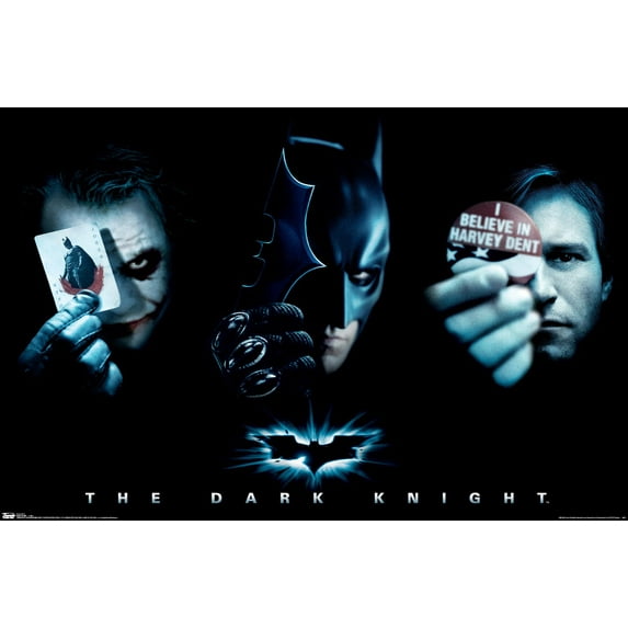 DC Comics Movie - The Dark Knight - The Joker, Batman, Harvey Dent Wall Poster, 14.725" x 22.375"