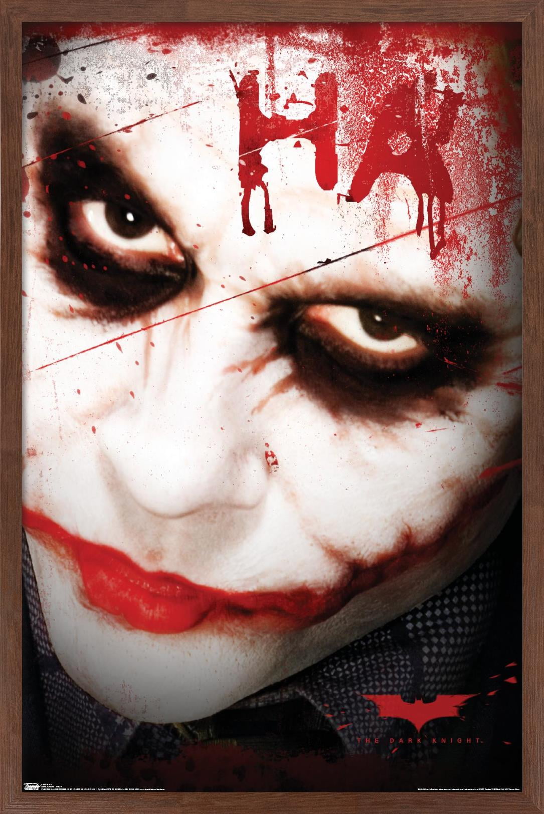 DC Comics Movie - The Dark Knight - The Joker Ha in Blood Wall Poster, 14.725" x 22.375" Framed