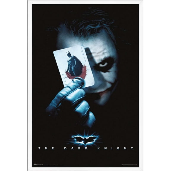DC Comics Movie - The Dark Knight - The Joker with Batman Playing Card Wall Poster, 22.375" x 34", Framed