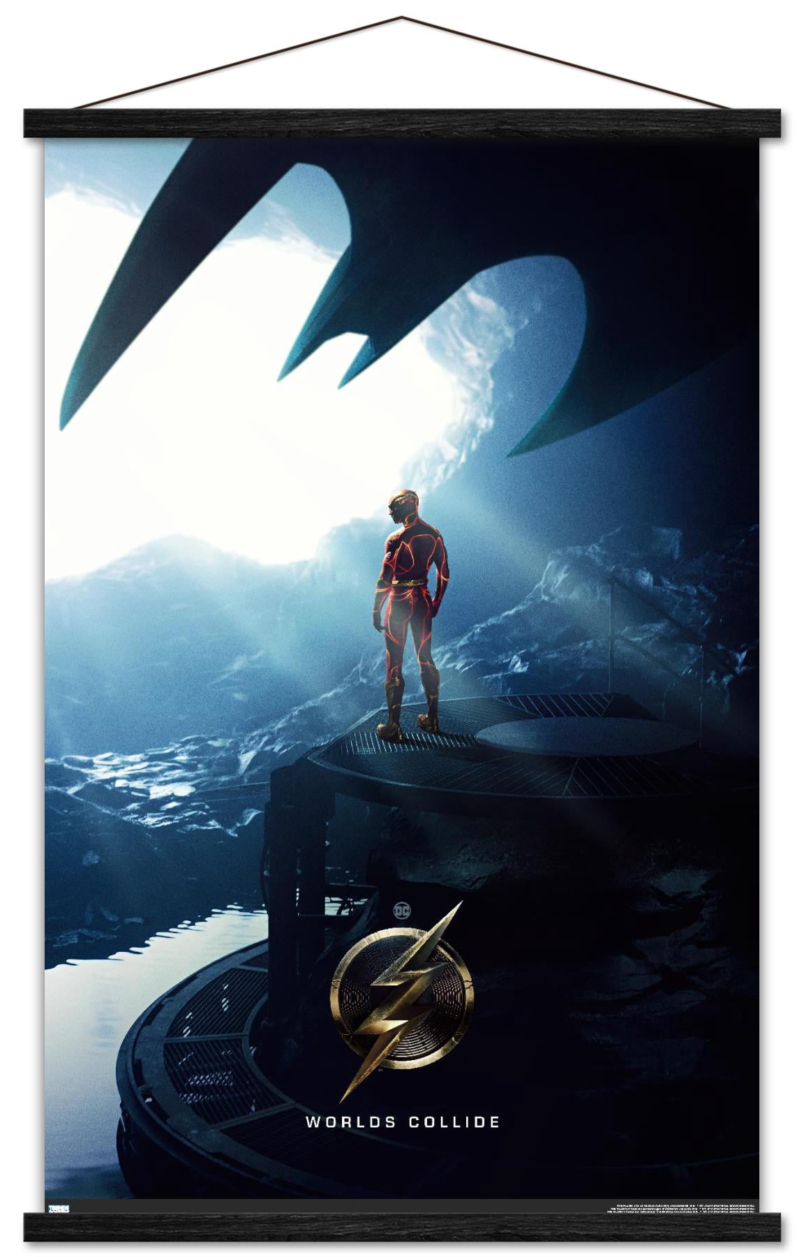 DC Comics Movie The Flash - Batcave One Sheet Wall Poster with Magnetic Frame, 22.375" x 34"