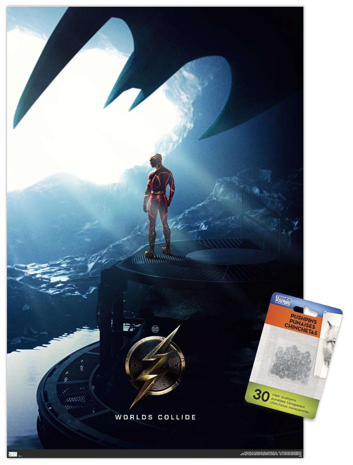 DC Comics Movie The Flash - Batcave One Sheet Wall Poster with Push Pins, 14.725" x 22.375"