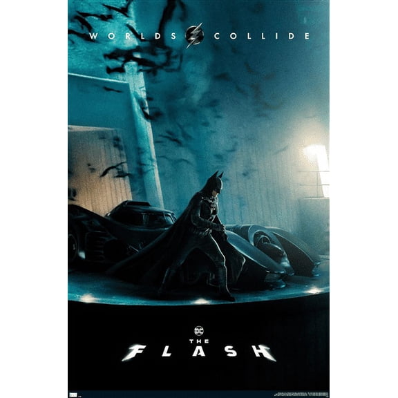 DC Comics Movie The Flash - Batman and Batmobile One Sheet Wall Poster, 14.725" x 22.375"