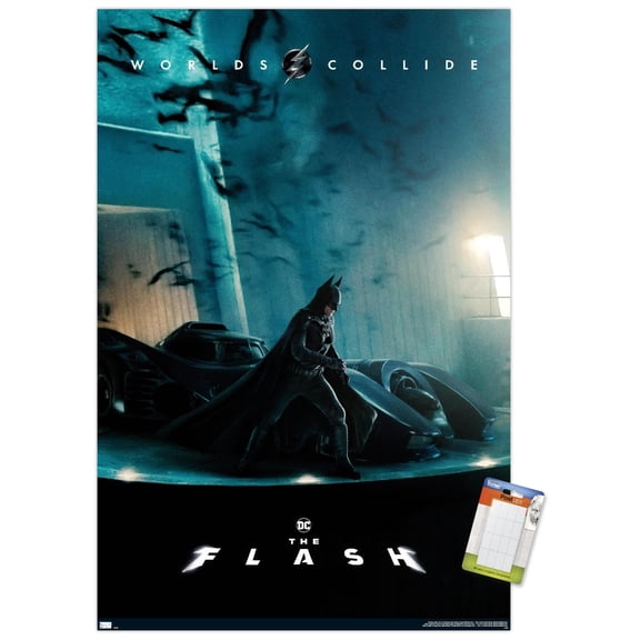 DC Comics Movie The Flash - Batman and Batmobile One Sheet Wall Poster, 22.375" x 34"