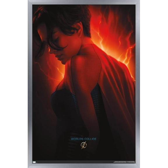 DC Comics Movie The Flash - Supergirl One Sheet Wall Poster, 14.725" x 22.375" Framed