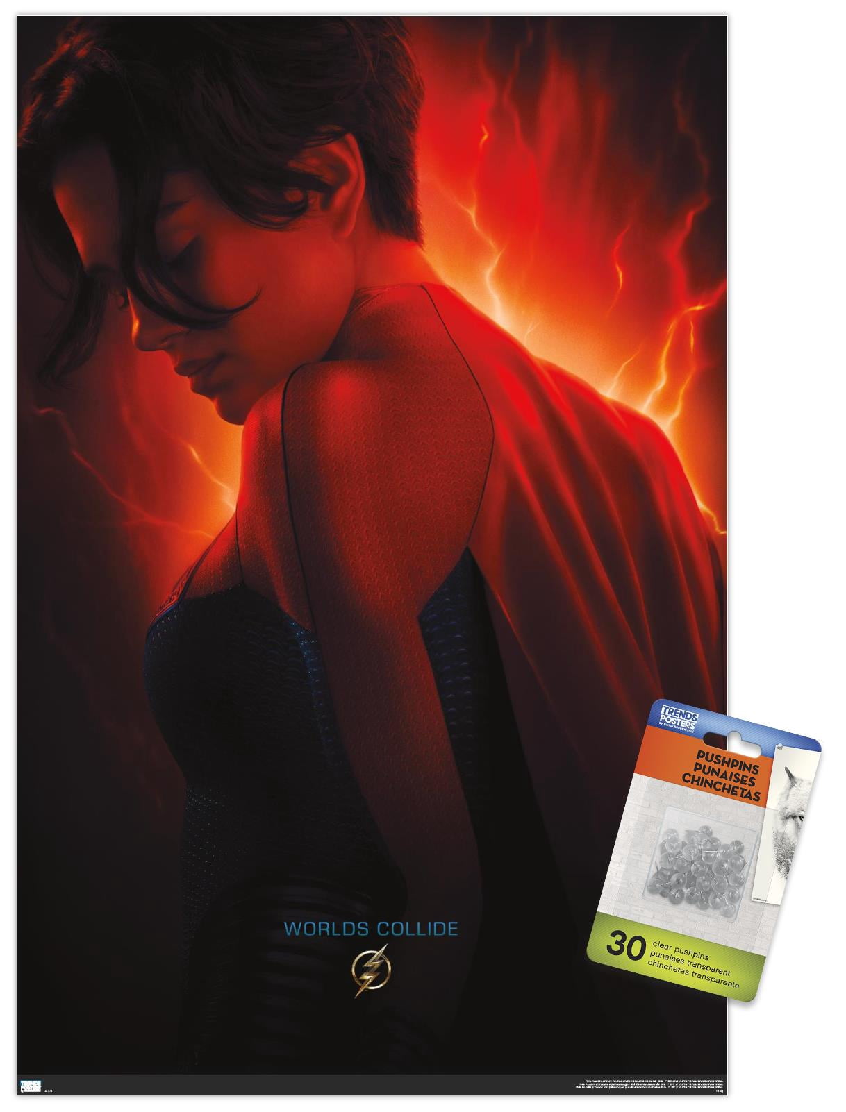 DC Comics Movie The Flash - Supergirl One Sheet Wall Poster with Push Pins, 14.725" x 22.375"
