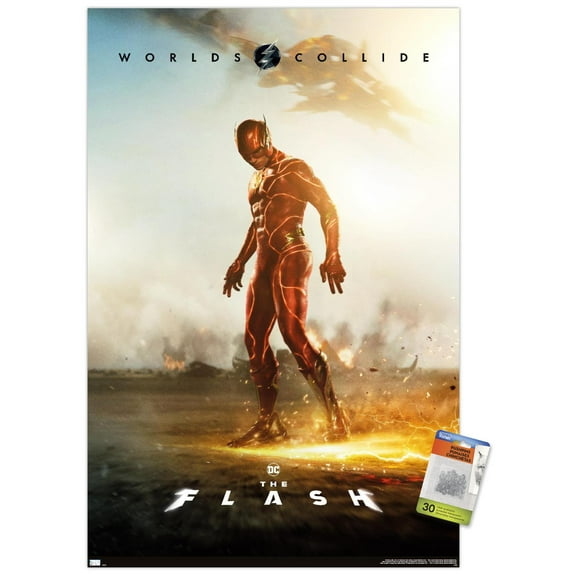 DC Comics Movie The Flash - The Flash Profile One Sheet Wall Poster with Pushpins, 22.375" x 34"