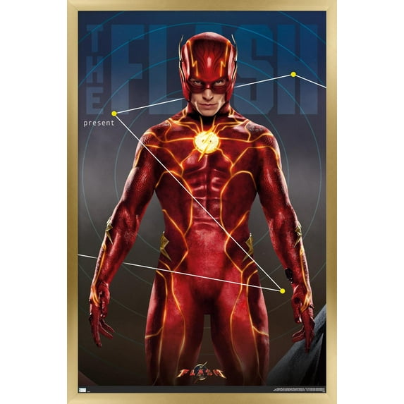 DC Comics Movie The Flash - The Flash Triptych Wall Poster, 14.725" x 22.375" Framed