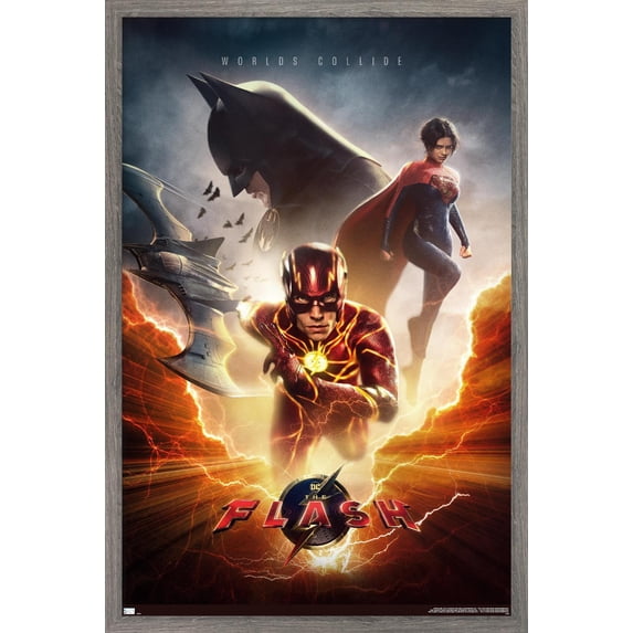 DC Comics Movie The Flash - Trio One Sheet Wall Poster, 22.375" x 34" Framed