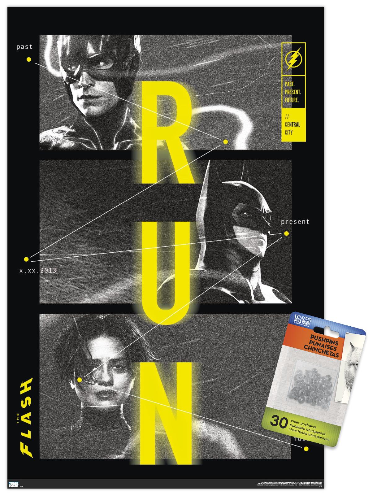 DC Comics Movie The Flash - Trio Wall Poster with Push Pins, 14.725" x 22.375"