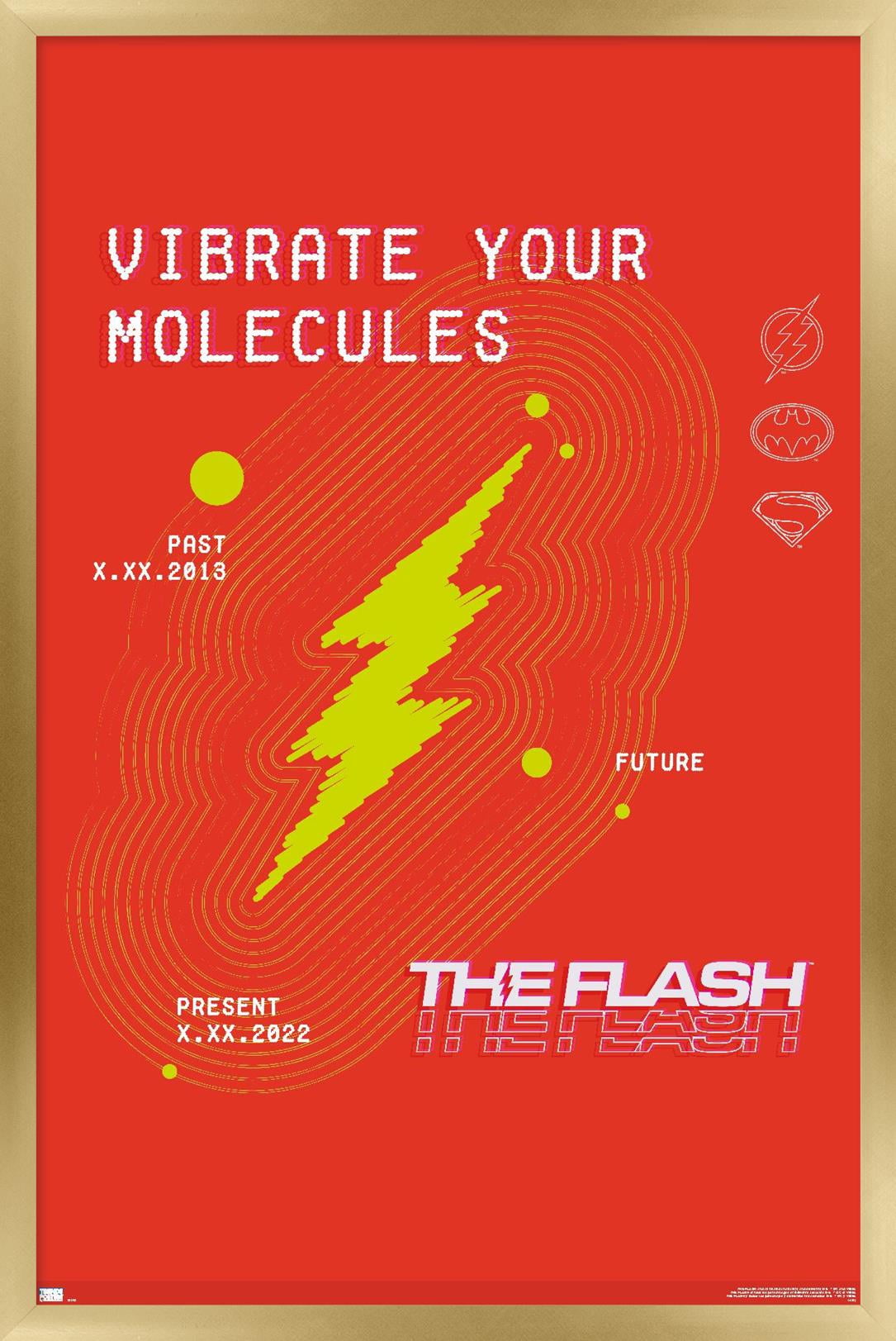 DC Comics Movie The Flash - Vibrate Your Molecules Wall Poster, 14.725" x 22.375" Framed