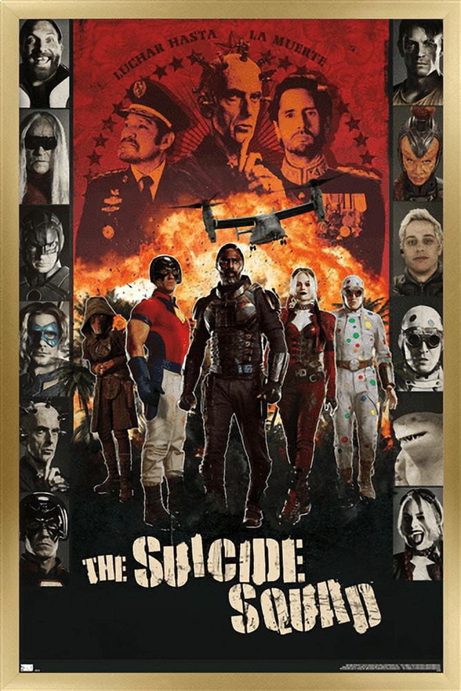 DC Comics Movie The Suicide Squad - Battle Group Wall Poster, 14.725" x 22.375", Framed