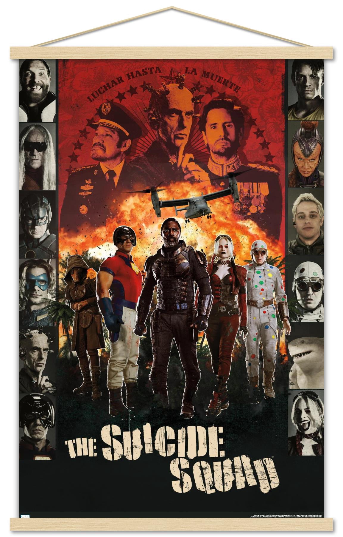 DC Comics Movie The Suicide Squad - Battle Group Wall Poster with Wooden Magnetic Frame, 22.375" x 34"