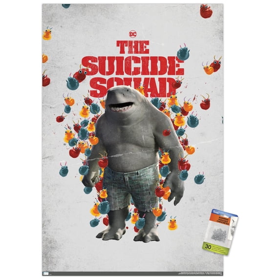DC Comics Movie The Suicide Squad - King Shark One Sheet Wall Poster with Pushpins, 22.375" x 34"