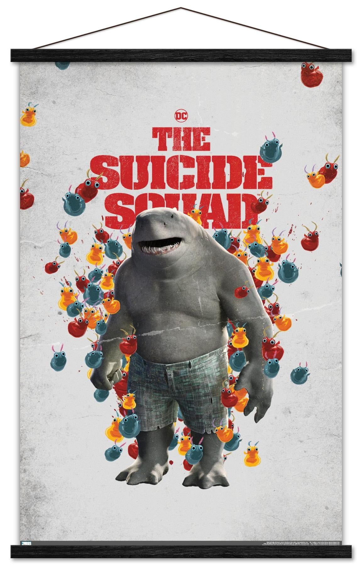 DC Comics Movie The Suicide Squad - King Shark One Sheet Wall Poster with Wooden Magnetic Frame, 22.375" x 34"