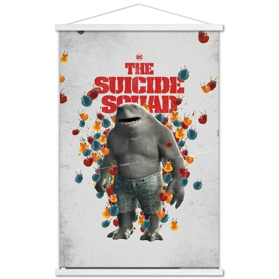 DC Comics Movie The Suicide Squad - King Shark One Sheet Wall Poster with Wooden Magnetic Frame, 22.375" x 34"