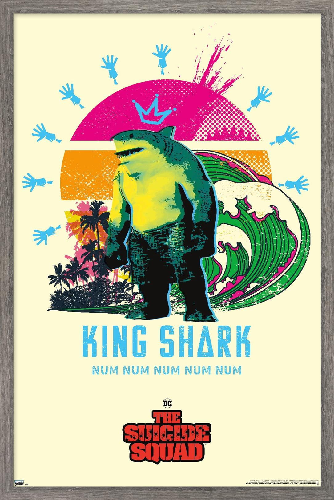 DC Comics Movie The Suicide Squad - King Shark Wall Poster, 14.725" x 22.375", Framed