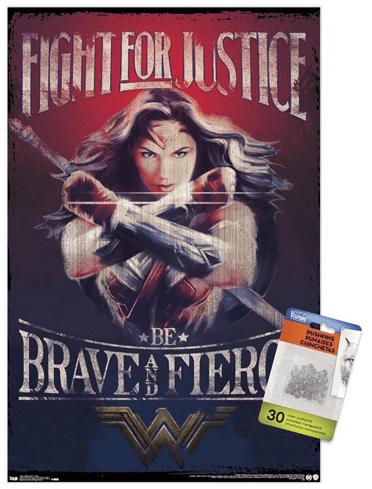 DC Comics Movie - Wonder Woman - Justice Wall Poster with Push Pins, 14.725" x 22.375"