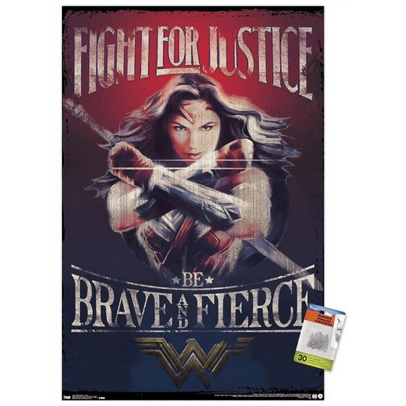DC Comics Movie - Wonder Woman - Justice Wall Poster with Push Pins, 22.375" x 34"