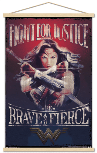DC Comics Movie - Wonder Woman - Justice Wall Poster with Wooden Magnetic Frame, 22.375" x 34"