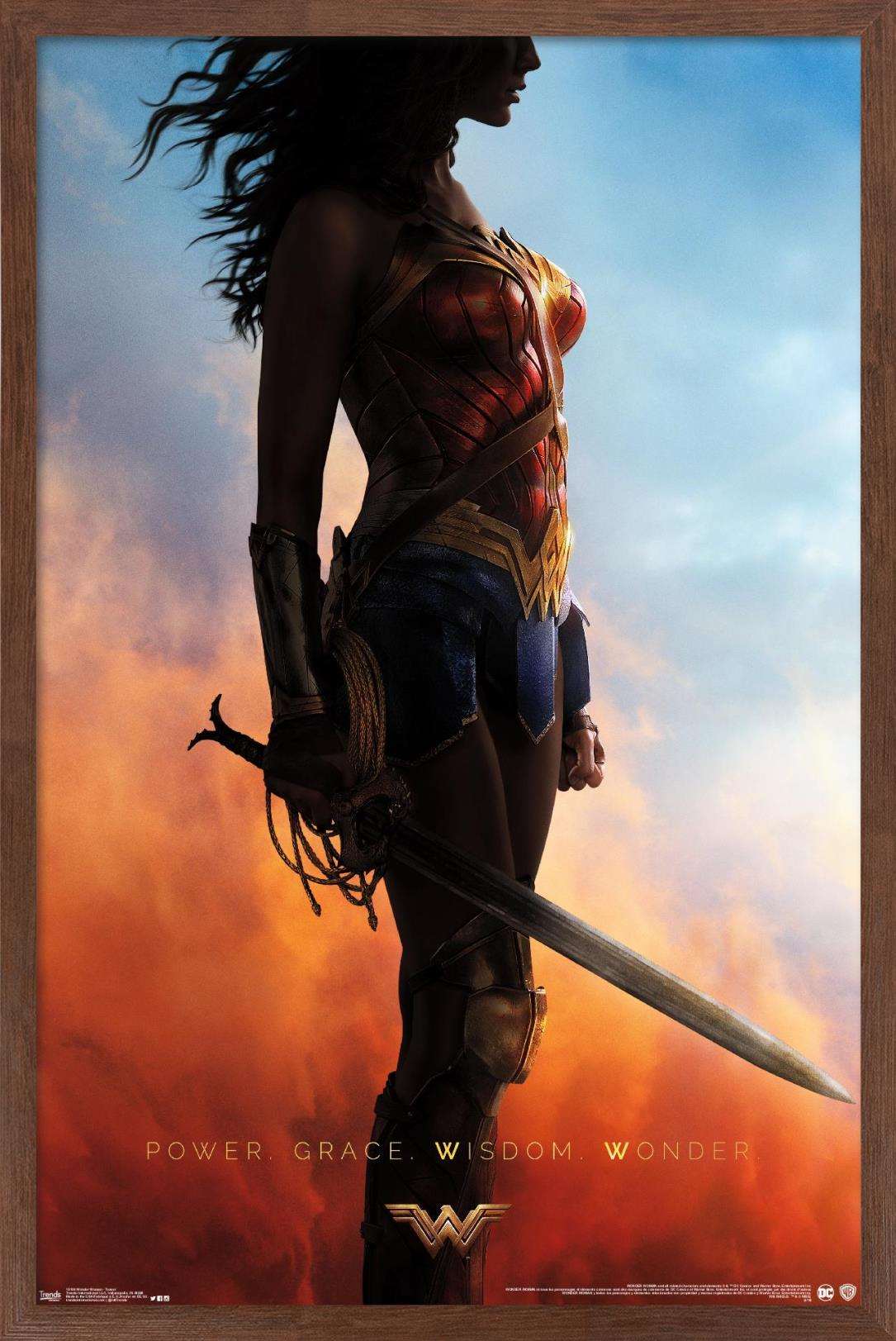 DC Comics Movie - Wonder Woman - Teaser One Sheet Wall Poster, 14.725" x 22.375", Framed