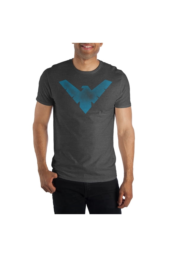 DC Comics Nightwing Heather Gray Tee Shirt T-Shirt-Large