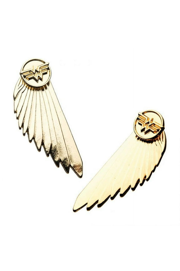 DC Comics Officially Licensed: Wonder Woman 1984 Gold Armor Wings Stud Earrings, Stainless Steel