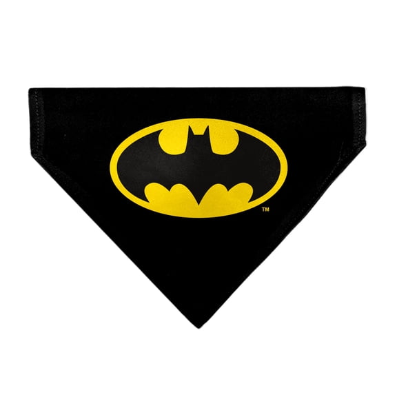 DC Comics Pet Bandana Batman Shield Logo Black Yellow Slip On CollarBandana Only