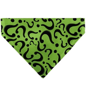DC Comics Pet Bandana The Riddler Question Mark Logo Scattered Green Black Slip On Collar Bandana Only