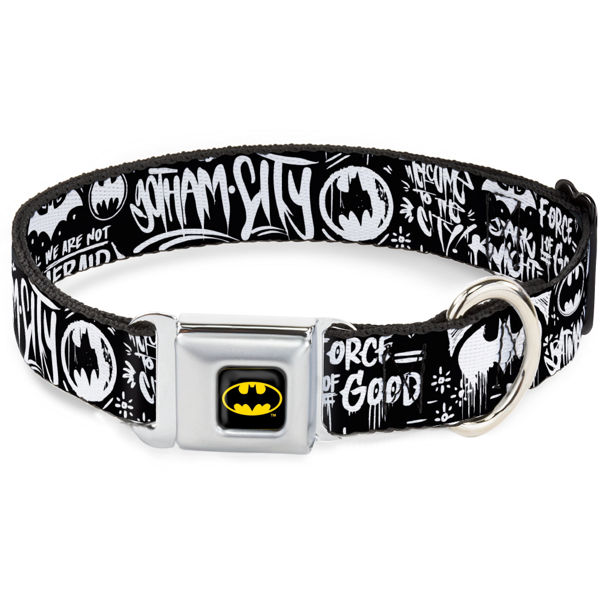 DC Comics Pet Collar, Dog Collar Metal Seatbelt Buckle, Batman Gotham ...