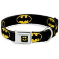 thumbnail image 1 of DC Comics Pet Collar, Dog Collar Metal Seatbelt Buckle, Batman Shield Black Yellow, 15 to 24 Inches 1.0 Inch Wide, 1 of 3