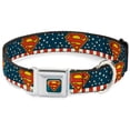 thumbnail image 1 of DC Comics Pet Collar, Dog Collar Metal Seatbelt Buckle, Superman Shield Americana Red White Blue Yellow, 9.5 to 13 Inches 1.0 Inch Wide, 1 of 3