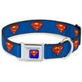 thumbnail image 1 of DC Comics Pet Collar, Dog Collar Metal Seatbelt Buckle, Superman Shield Blue, 13 to 17 Inches 1.5 Inch Wide, 1 of 9