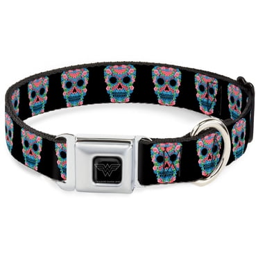 Dog Collar With Seatbelt Buckle | Buffalo Plaid Black/Gray | 1 Inch Wide, Fits 11-17 Inch Neck | Made In USA