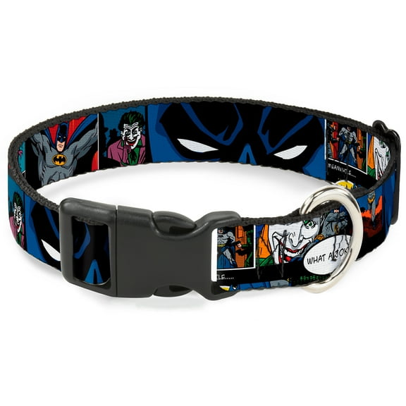 DC Comics Pet Collar, Dog Collar Plastic Buckle, Batman Joker Comic Strip, 15 to 24 Inches 1.0 Inch Wide