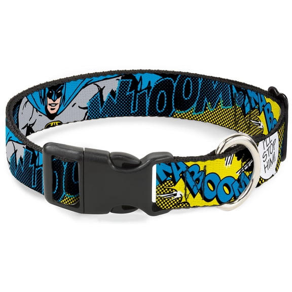 DC Comics Pet Collar, Dog Collar Plastic Buckle, Batman Scene, 15 to 24 Inches 1.0 Inch Wide
