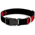 thumbnail image 1 of DC Comics Pet Collar, Dog Collar Plastic Buckle, Harley Quinn Diamonds Black Red White, 7 to 8.5 Inches 0.5 Inch Wide, 1 of 5
