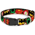 thumbnail image 1 of DC Comics Pet Collar, Dog Collar Plastic Buckle, Justice League Stacked Logos, 7 to 8.5 Inches 0.5 Inch Wide, 1 of 6