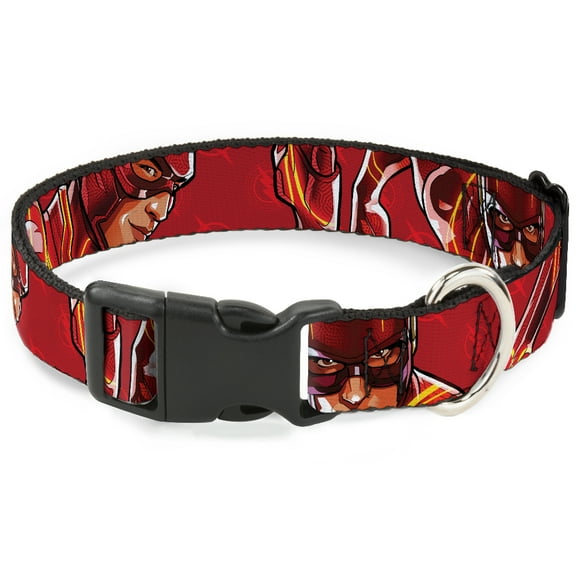 DC Comics Pet Collar, Dog Collar Plastic Buckle, The Flash 2023 Pose Close Ups Reds, 15 to 24 Inches 1.0 Inch Wide