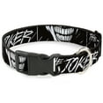 thumbnail image 1 of DC Comics Pet Collar, Dog Collar Plastic Buckle, The Joker Smiling Eyes Sketch Close Up Black White, 7 to 8.5 Inches 0.5 Inch Wide, 1 of 2