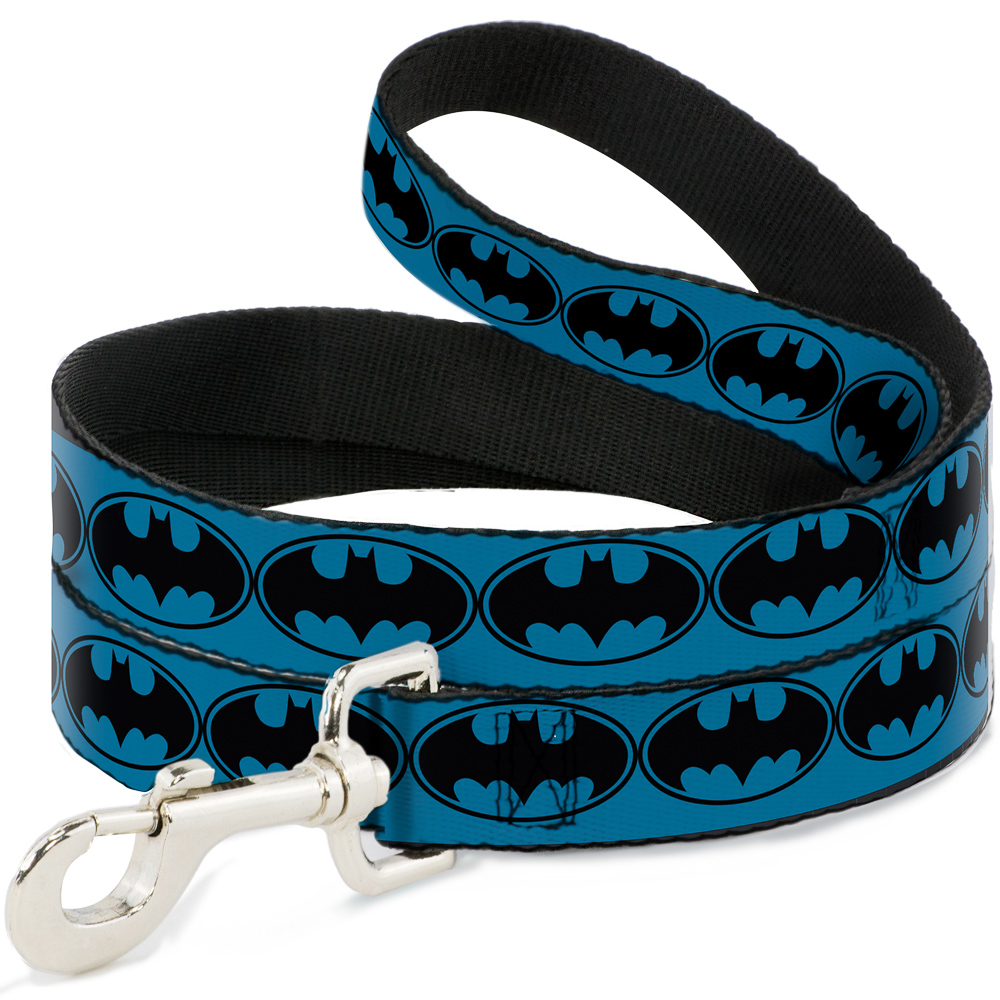 DC Comics Pet Leash, Dog Leash, Bat Signal Blue Black Blue, 4 Feet Long 1.0 Inch Wide
