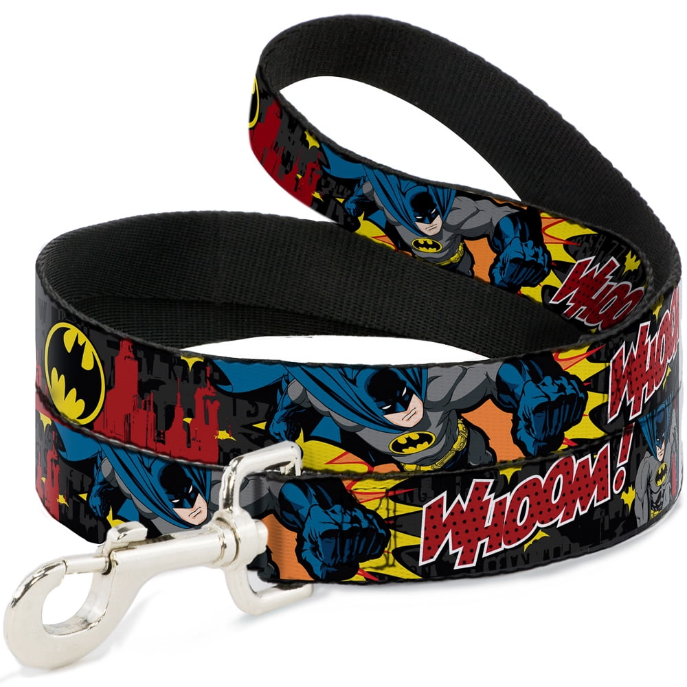 DC Comics Pet Leash, Dog Leash, Batman In Action Whoom Red Skyline, 4 Feet Long 1.0 Inch Wide