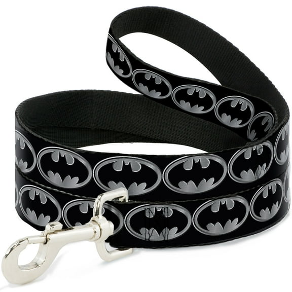 DC Comics Pet Leash, Dog Leash, Batman Shield Black Silver, 4 Feet Long 1.0 Inch Wide