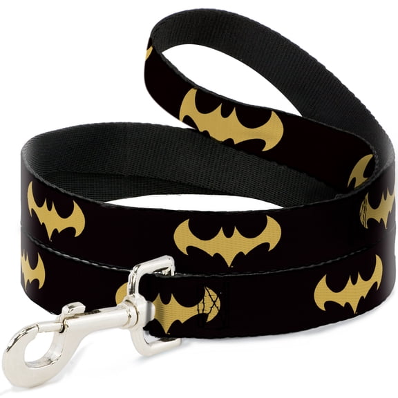 DC Comics Pet Leash, Dog Leash, DC League of Super Pets Batman Bat Logo Black Yellow, 4 Feet Long 1.0 Inch Wide