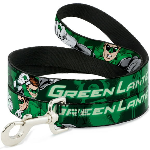 DC Comics Pet Leash, Dog Leash, Green Lantern Green Glow Text, 6 Feet Long 1.0 Inch Wide