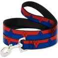 thumbnail image 1 of DC Comics Pet Leash, Dog Leash, Harley Quinn Diamond Stripe Red Blue, 6 Feet Long 1.0 Inch Wide, 1 of 4