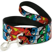 DC Comics Pet Leash, Dog Leash, Justice League Superheroes Close Up New, 4 Feet Long 1.0 Inch Wide