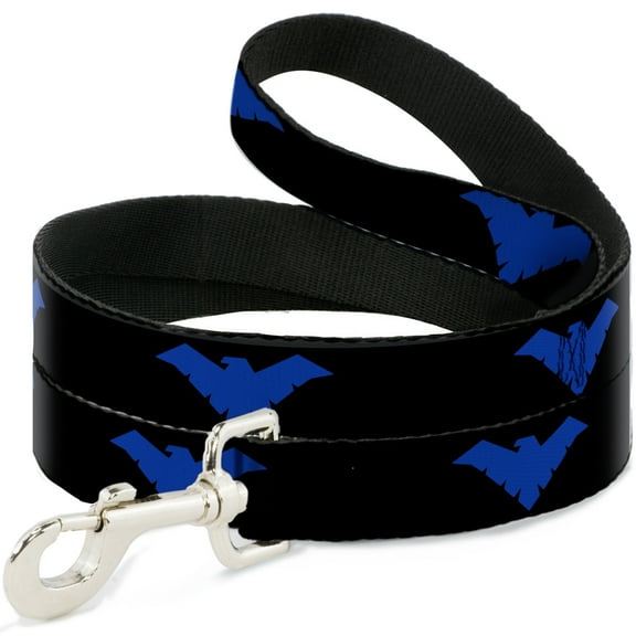 DC Comics Pet Leash, Dog Leash, Nightwing Logo Black Blue, 4 Feet Long 1.0 Inch Wide