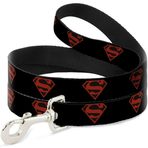 DC Comics Pet Leash, Dog Leash, Superboy Shield Black Red, 4 Feet Long 1.0 Inch Wide