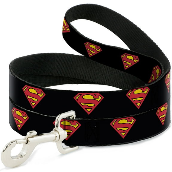 DC Comics Pet Leash, Dog Leash, Superman Shield Black, 4 Feet Long 1.0 Inch Wide